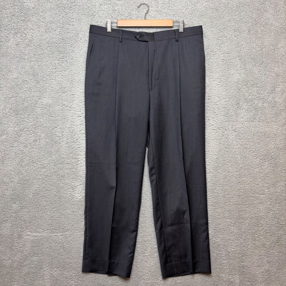 Hart Schaffner Marx Worsted Wool 2Pc Suit 43L Men Gray Blazer Pants Business USA - Picture 9 of 10